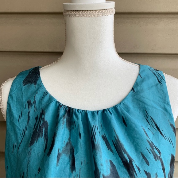 •CAbi• Tiered 100% Silk Top Teal/Black Ombre-Med - Picture 4 of 9